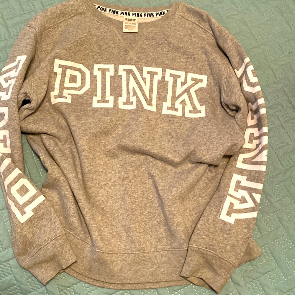 PINK gray crew neck sweater